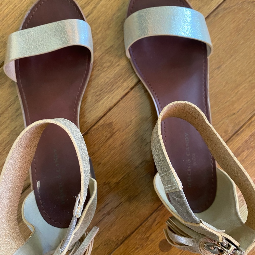 Gold and Brown Minimalist Sandals with Ankle Strap